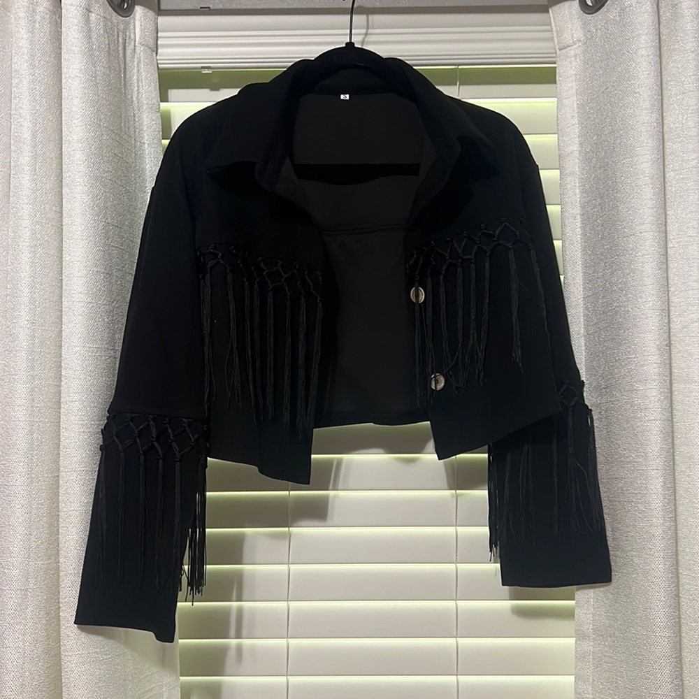 Fringe crop jacket